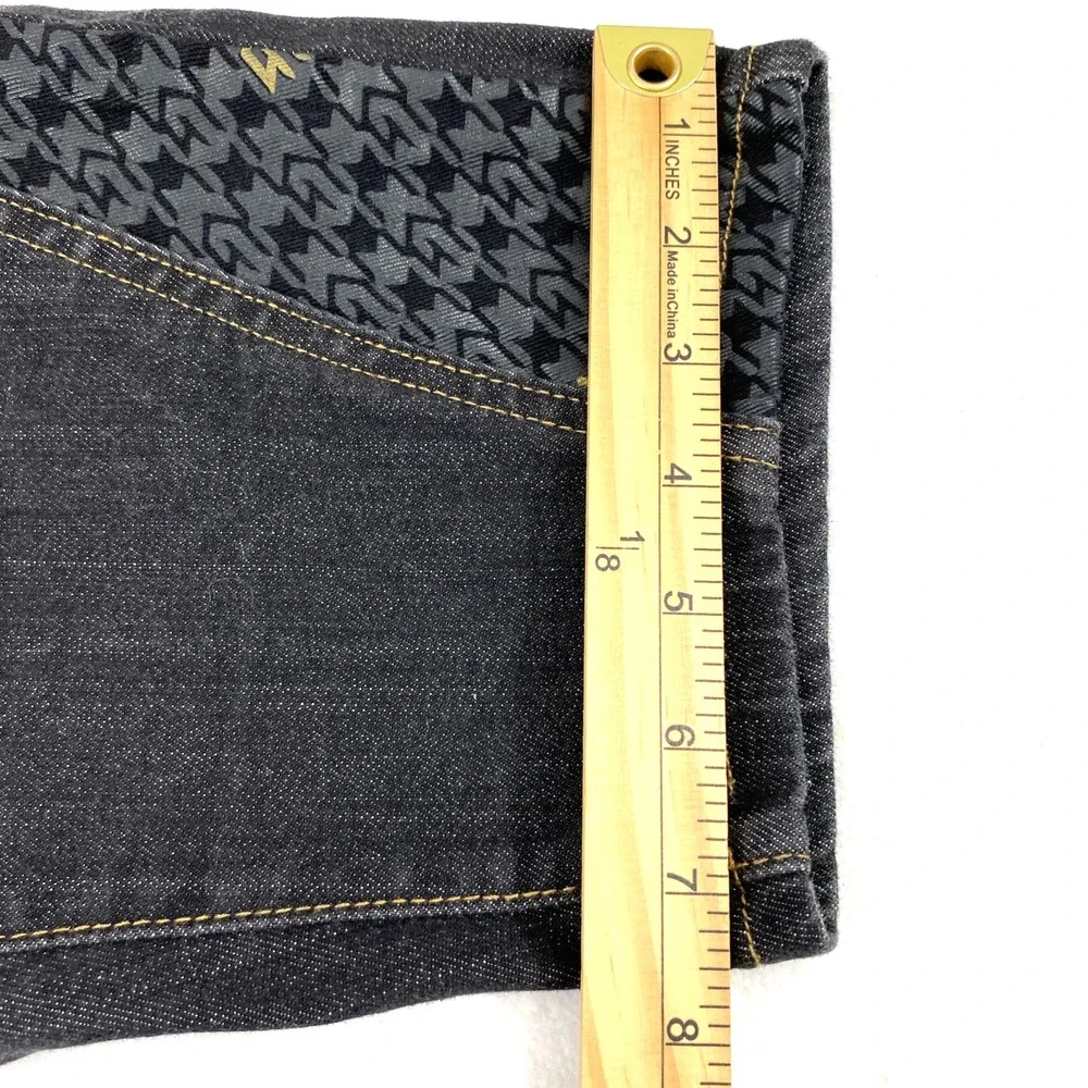 G Unit Company Denim Shorts Junior 11 Dark Wash Gold Rhinestones Flap‎ Pockets